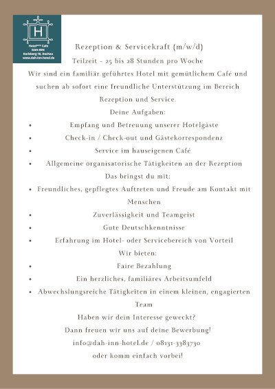 Mithelfen beim Hotel DAH-Inn